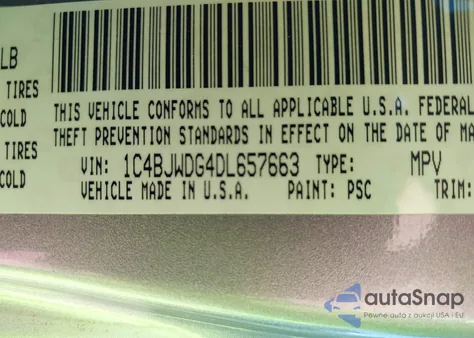 2013 Jeep Wrangler Unlimited Sport z USA, uszkodzony, nr VIN 1C4BJWDG4DL657663